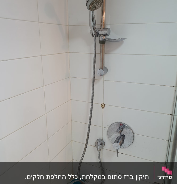 מקלחת עם ראש מקלחת וצינור מתכת